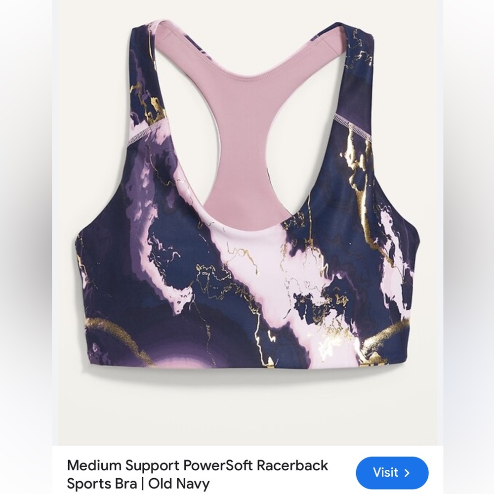 EUC- Old Navy Medium Support PowerSoft Racerback Sports Bra Small